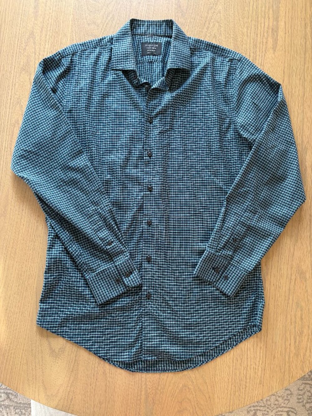 Nordstrom Navy and Green Gingham Button Up Shirt